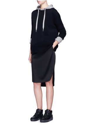 Figure View - Click To Enlarge - T BY ALEXANDER WANG - Stretch satin drawstring track skirt
