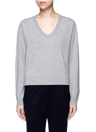 Main View - Click To Enlarge - T BY ALEXANDER WANG - Satin stripe back Merino wool sweater