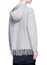 Back View - Click To Enlarge - T BY ALEXANDER WANG - Fringed boiled Merino wool blend hoodie