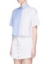 Front View - Click To Enlarge - T BY ALEXANDER WANG - Colourblock cropped cotton shirt
