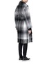 Back View - Click To Enlarge - T BY ALEXANDER WANG - Fringed hem plaid wool blend coat