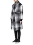 Front View - Click To Enlarge - T BY ALEXANDER WANG - Fringed hem plaid wool blend coat