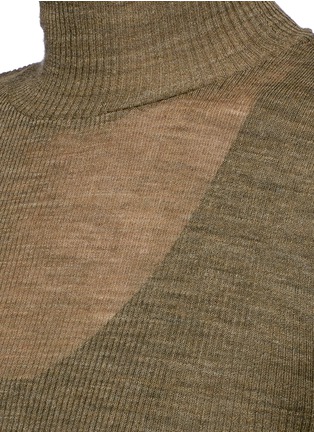 Detail View - Click To Enlarge - T BY ALEXANDER WANG - Sheer wool turtleneck rib knit top