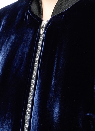 Detail View - Click To Enlarge - T BY ALEXANDER WANG - Padded silk blend velvet bomber jacket