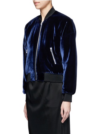 Front View - Click To Enlarge - T BY ALEXANDER WANG - Padded silk blend velvet bomber jacket