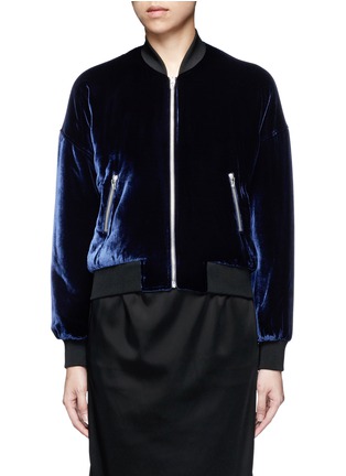Main View - Click To Enlarge - T BY ALEXANDER WANG - Padded silk blend velvet bomber jacket