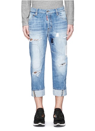 Detail View - Click To Enlarge - 71465 - 'Workwear' patchwork distressed jeans