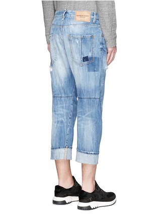 Back View - Click To Enlarge - 71465 - 'Workwear' patchwork distressed jeans