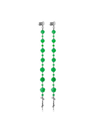 Figure View - Click To Enlarge - SAMUEL KUNG - Diamond jade 18k gold link drop earrings
