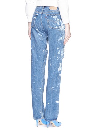 Back View - Click To Enlarge - RIALTO JEAN PROJECT - One of a kind hand-painted splatter distressed vintage boyfriend jeans