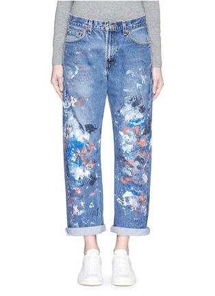 Detail View - Click To Enlarge - RIALTO JEAN PROJECT - One of a kind hand-painted splatter distressed vintage boyfriend jeans