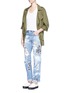 Figure View - Click To Enlarge - RIALTO JEAN PROJECT - One of a kind hand-painted rose vintage boyfriend jeans