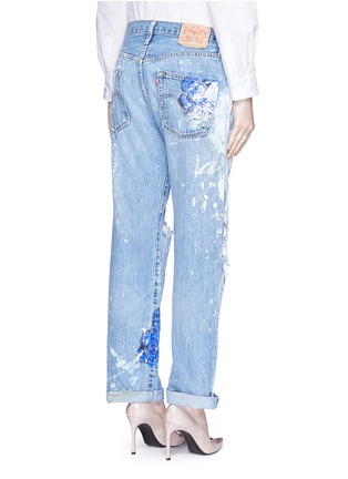 Back View - Click To Enlarge - RIALTO JEAN PROJECT - One of a kind hand-painted rose vintage boyfriend jeans