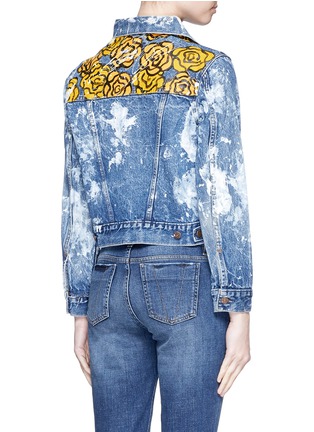 Back View - Click To Enlarge - RIALTO JEAN PROJECT - One of a kind hand-painted rose vintage denim jacket