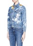 Front View - Click To Enlarge - RIALTO JEAN PROJECT - One of a kind hand-painted rose vintage denim jacket