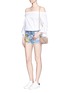 Figure View - Click To Enlarge - RIALTO JEAN PROJECT - One of a kind hand-painted rose vintage denim shorts