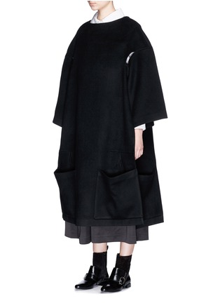 Front View - Click To Enlarge - WMWM - Pleat back oversized wool felt slip-on coat