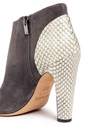 Detail View - Click To Enlarge - VINCE - 'Sierra' snakeskin suede combo peep toe ankle boots