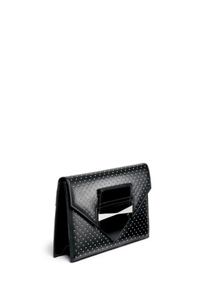 Front View - Click To Enlarge - ALEXANDER MCQUEEN - 'Legend' stud patent trim leather envelope clutch