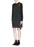 Front View - Click To Enlarge - 3.1 PHILLIP LIM - Wool-mohair cuff satin dress