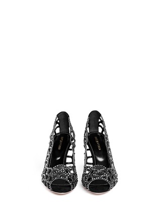 Figure View - Click To Enlarge - SERGIO ROSSI - Strass suede open toe pumps