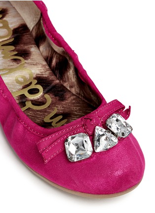 Detail View - Click To Enlarge - SAM EDELMAN - 'Fayth' shimmer leather junior ballerina flats