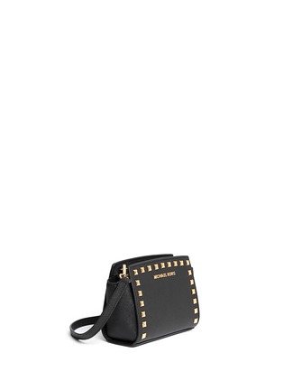 Front View - Click To Enlarge - MICHAEL KORS - 'Selma' mini stud saffiano leather messenger bag