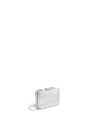 Front View - Click To Enlarge - MICHAEL KORS - 'Elsie' quilted metallic leather chain clutch