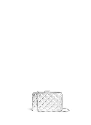 Main View - Click To Enlarge - MICHAEL KORS - 'Elsie' quilted metallic leather chain clutch
