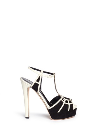 Main View - Click To Enlarge - SERGIO ROSSI - Suede leather cutout platform sandals