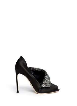 Main View - Click To Enlarge - SERGIO ROSSI - Strass pavé foldover flap satin pumps
