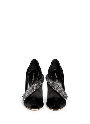 Figure View - Click To Enlarge - SERGIO ROSSI - Strass pavé foldover flap satin pumps