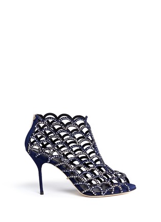 Main View - Click To Enlarge - SERGIO ROSSI - 'Mermaid' strass suede caged booties