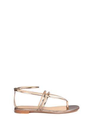 Main View - Click To Enlarge - SERGIO ROSSI - Metallic leather strappy sandals