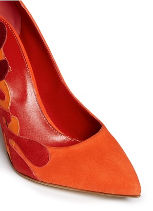 Detail View - Click To Enlarge - SERGIO ROSSI - 'Matisse' coral filigree suede pumps