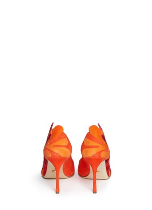 Back View - Click To Enlarge - SERGIO ROSSI - 'Matisse' coral filigree suede pumps