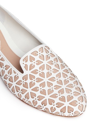 Detail View - Click To Enlarge - ALEXANDER MCQUEEN - Floral perforation patent leather slip-ons