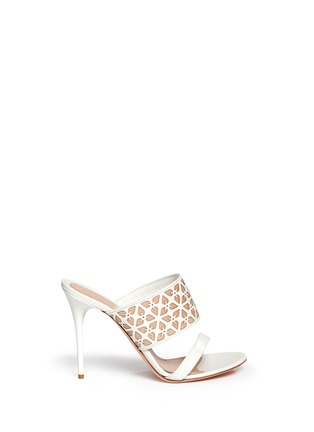 Main View - Click To Enlarge - ALEXANDER MCQUEEN - Floral laser cutout leather sandals