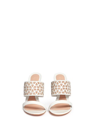 Figure View - Click To Enlarge - ALEXANDER MCQUEEN - Floral laser cutout leather sandals