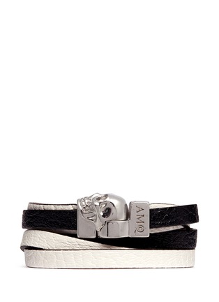 Main View - Click To Enlarge - ALEXANDER MCQUEEN - Skull double wrap leather bracelet