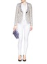 Figure View - Click To Enlarge - ARMANI COLLEZIONI - Graphic jacquard cotton blend blazer