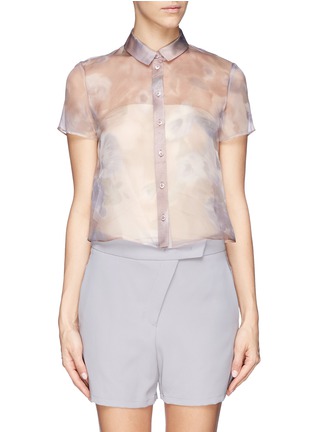 Main View - Click To Enlarge - ARMANI COLLEZIONI - Watercolour floral print sheer blouse
