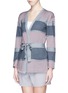 Front View - Click To Enlarge - ARMANI COLLEZIONI - Colourblock stripe stretch knit cardigan