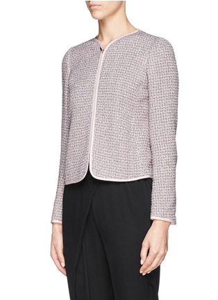Front View - Click To Enlarge - ARMANI COLLEZIONI - Collarless zip bouclé jacket