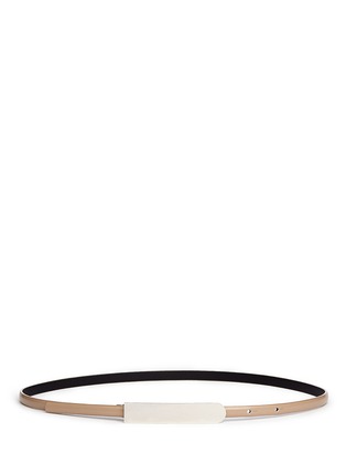 Main View - Click To Enlarge - ARMANI COLLEZIONI - Metal plate skinny leather belt
