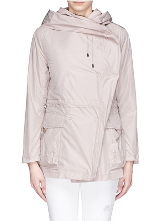 Detail View - Click To Enlarge - ARMANI COLLEZIONI - Expandable zip back hooded raincoat