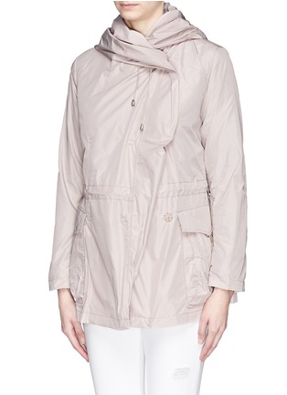 Front View - Click To Enlarge - ARMANI COLLEZIONI - Expandable zip back hooded raincoat