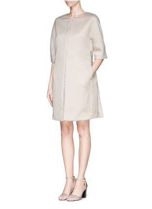 Front View - Click To Enlarge - ARMANI COLLEZIONI - Waistband back cady coat