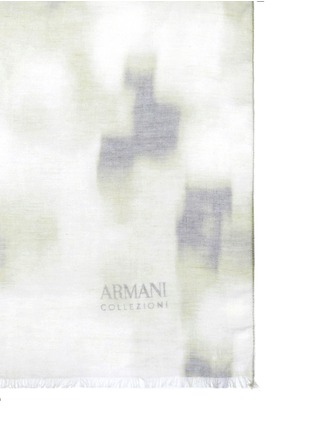 Detail View - Click To Enlarge - ARMANI COLLEZIONI - Blurred check linen blend scarf