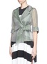 Front View - Click To Enlarge - ARMANI COLLEZIONI - Belted silk organza gauze jacket